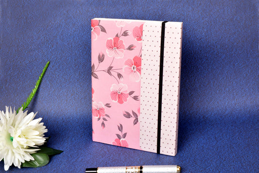 Metallic Floral Pink A5 Soft Bound With Half Jacket Notebook