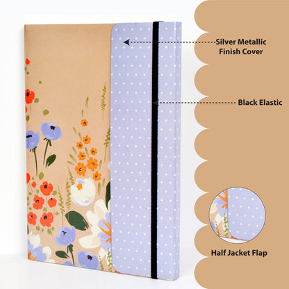 Metallic Floral Peach A5 Softbound With Half Jacket Notebook