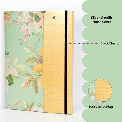 Metallic Floral Pistachio A5 Softbound With Half Jacket Notebook