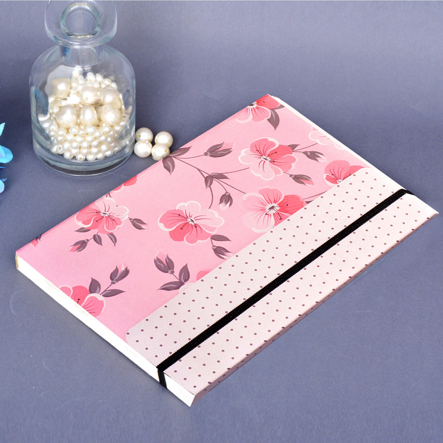 Metallic Floral Pink A5 Soft Bound With Half Jacket Notebook