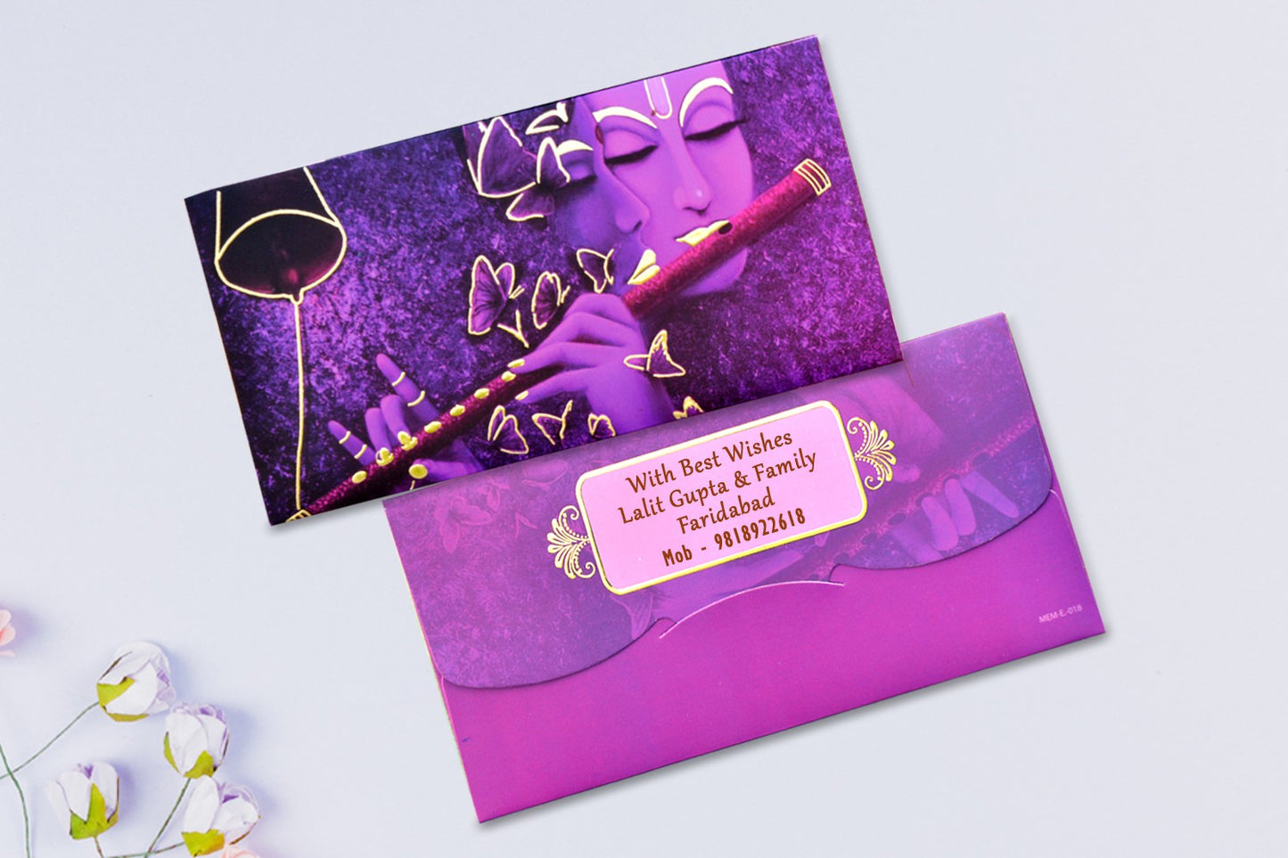 Flute by Krishna Shagun Envelope Personalised - Pack of 20