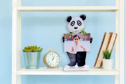 Click with Panda Acrylic Cartoon Photo Stand