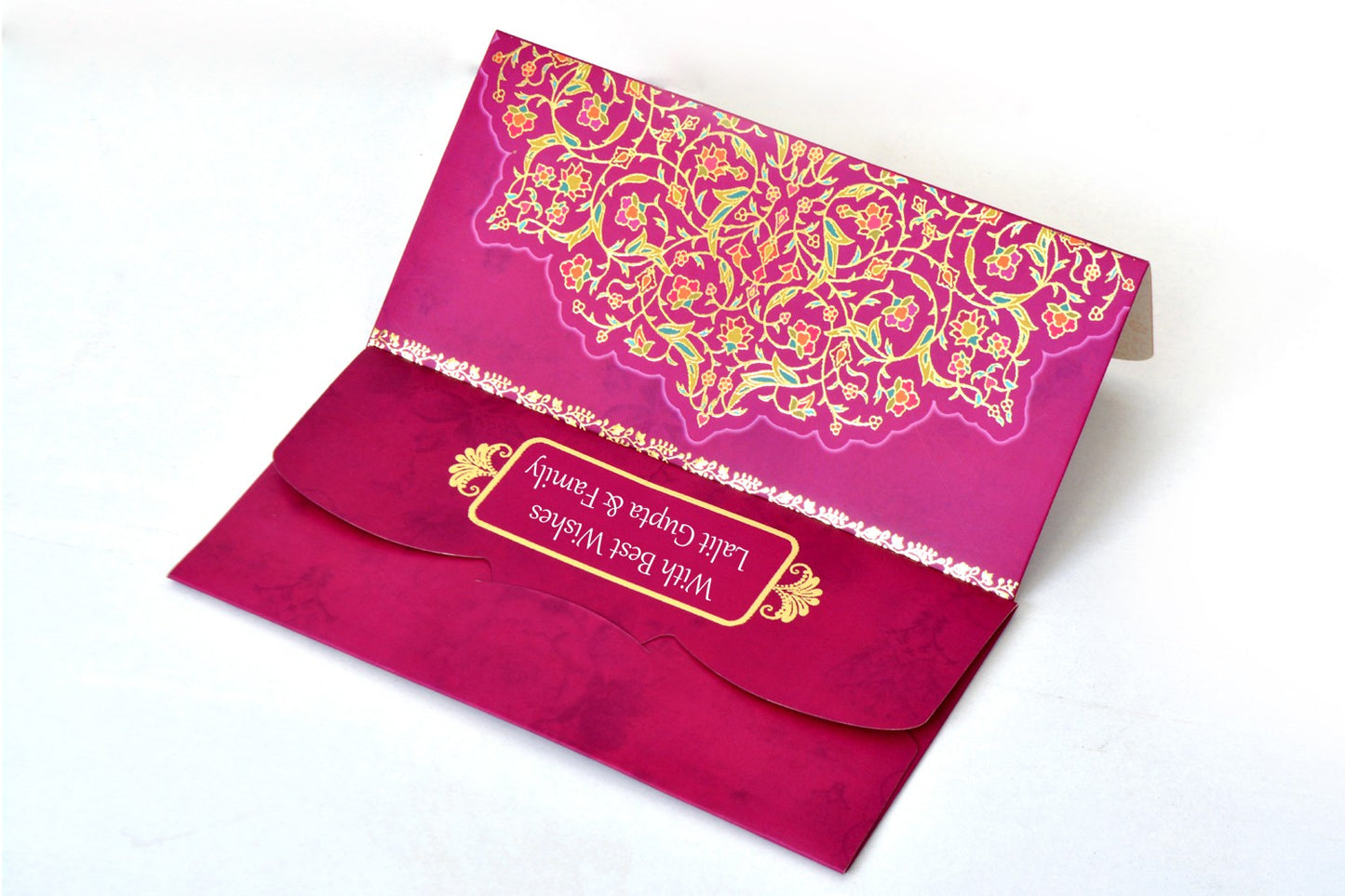 Magenta leaf shagun envelopes personalized - Pack of 20