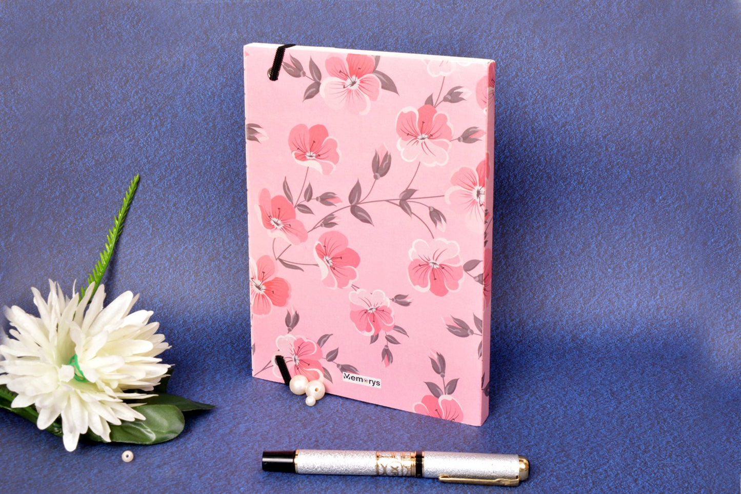 Metallic Floral Pink A5 Soft Bound With Half Jacket Notebook