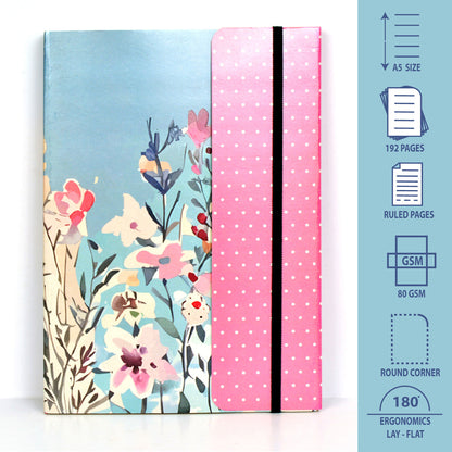 Metallic Floral Grey A5 Soft Bound With Half Jacket Notebook