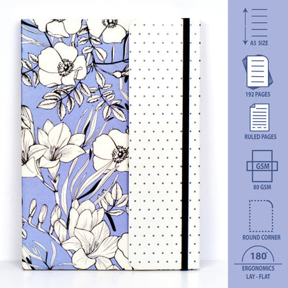 Metallic Floral Lavender A5 Softbound With Half Jacket Notebook