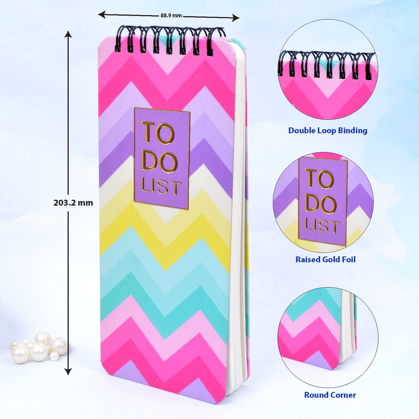 Rainbow Zig Zag Hardbound Wiro To Do List Notepads