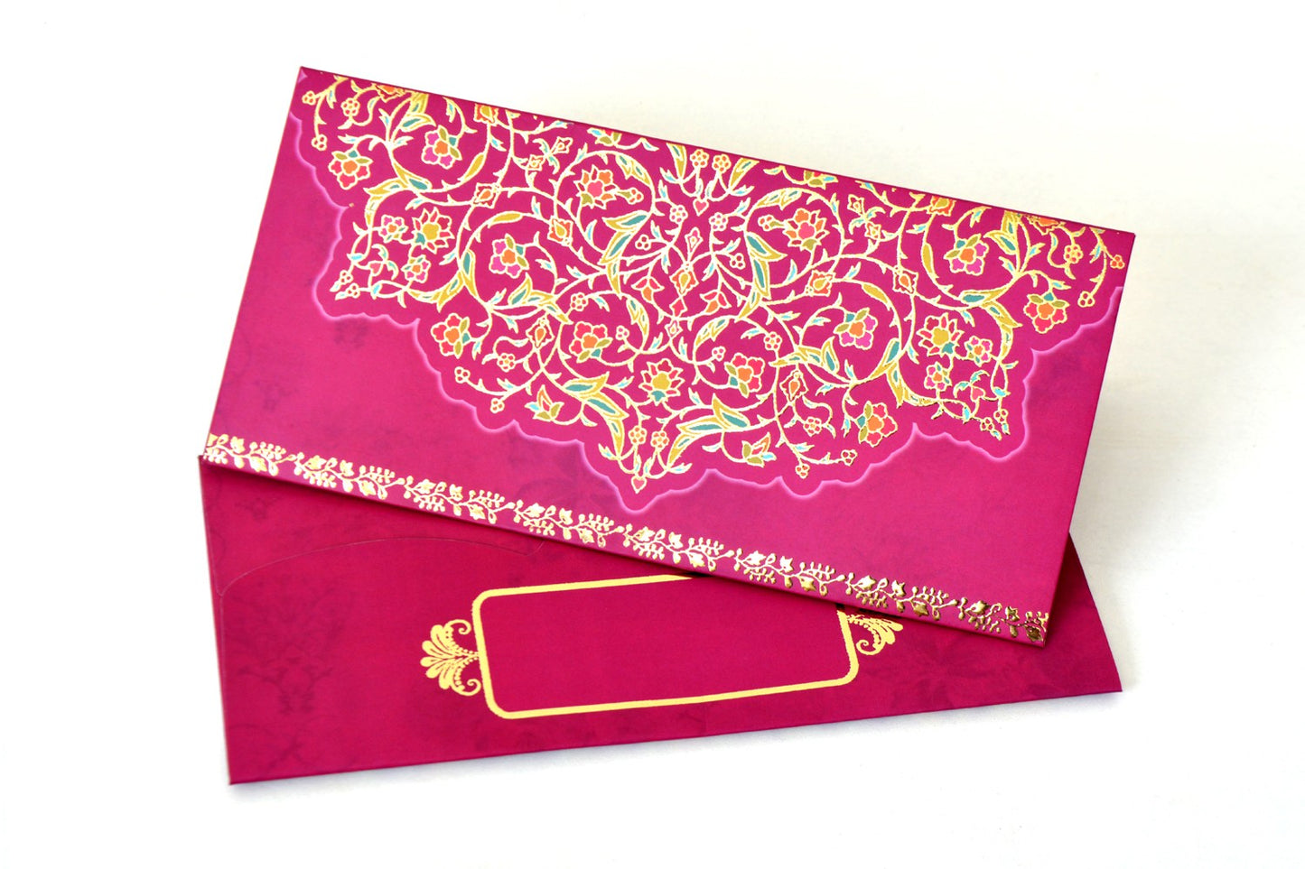 Magenta Leaf Shagun Envelope- Pack of 10(With Luxor Marker)