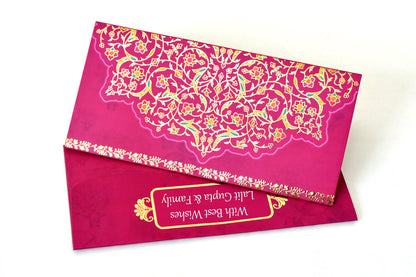 Magenta leaf shagun envelopes personalized - Pack of 20