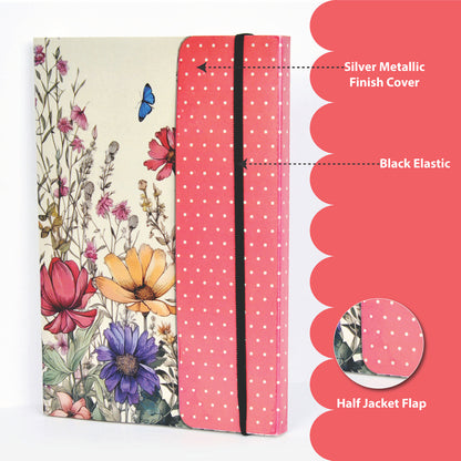 Metallic Floral Cream A5 Softbound With Half Jacket Notebook