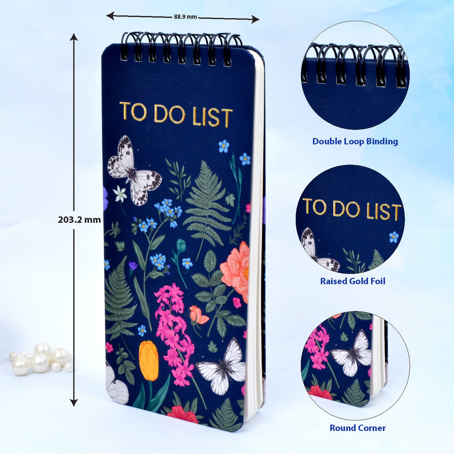 Butterfly Hardbound Wiro To Do List Notepads