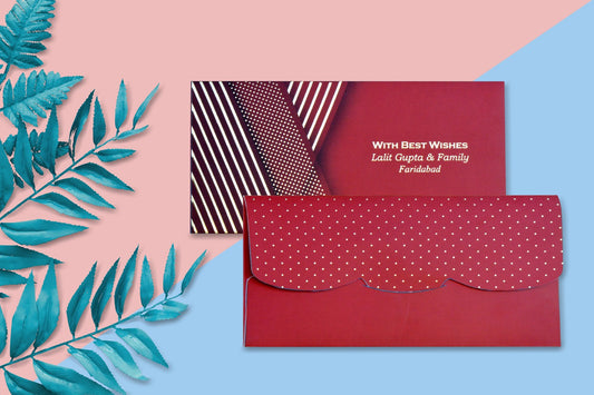 Maroon Dotted & Box Personalised Shagun Envelope Premium - Pack of 25