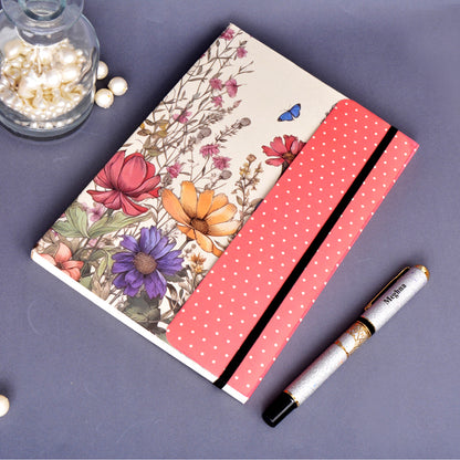 Metallic Floral Cream A5 Softbound With Half Jacket Notebook