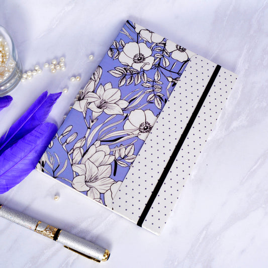 Metallic Floral Lavender A5 Softbound With Half Jacket Notebook