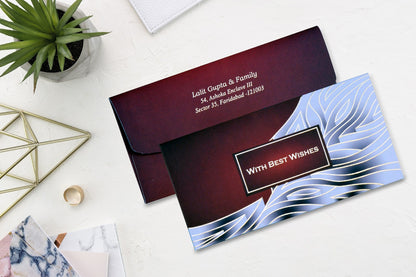 Grey & Maroon Design Personalised Shagun Envelope Premium - Pack of 25