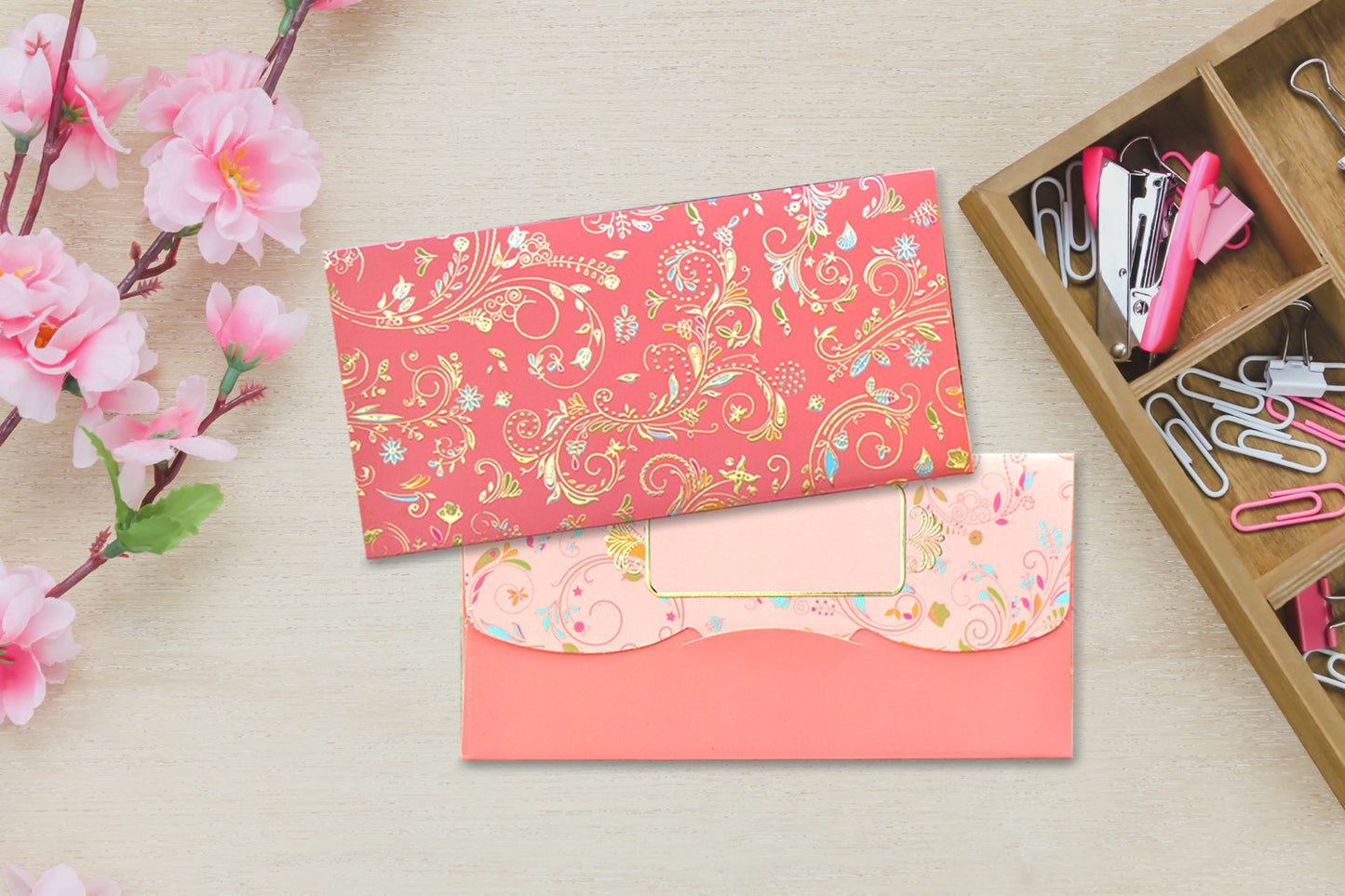 Peach Blossom Shagun Envelope - Pack of 10(With Luxor Marker)