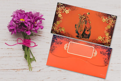 Radha Krishna Designer Shagun Envelopes - Pack of 10(With Luxor Marker)