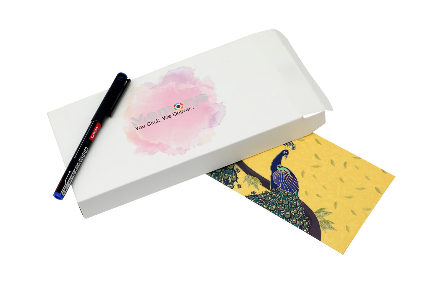 Yellow Peacocks Design Shagun Envelope - Pack of 12(With Luxor Marker)