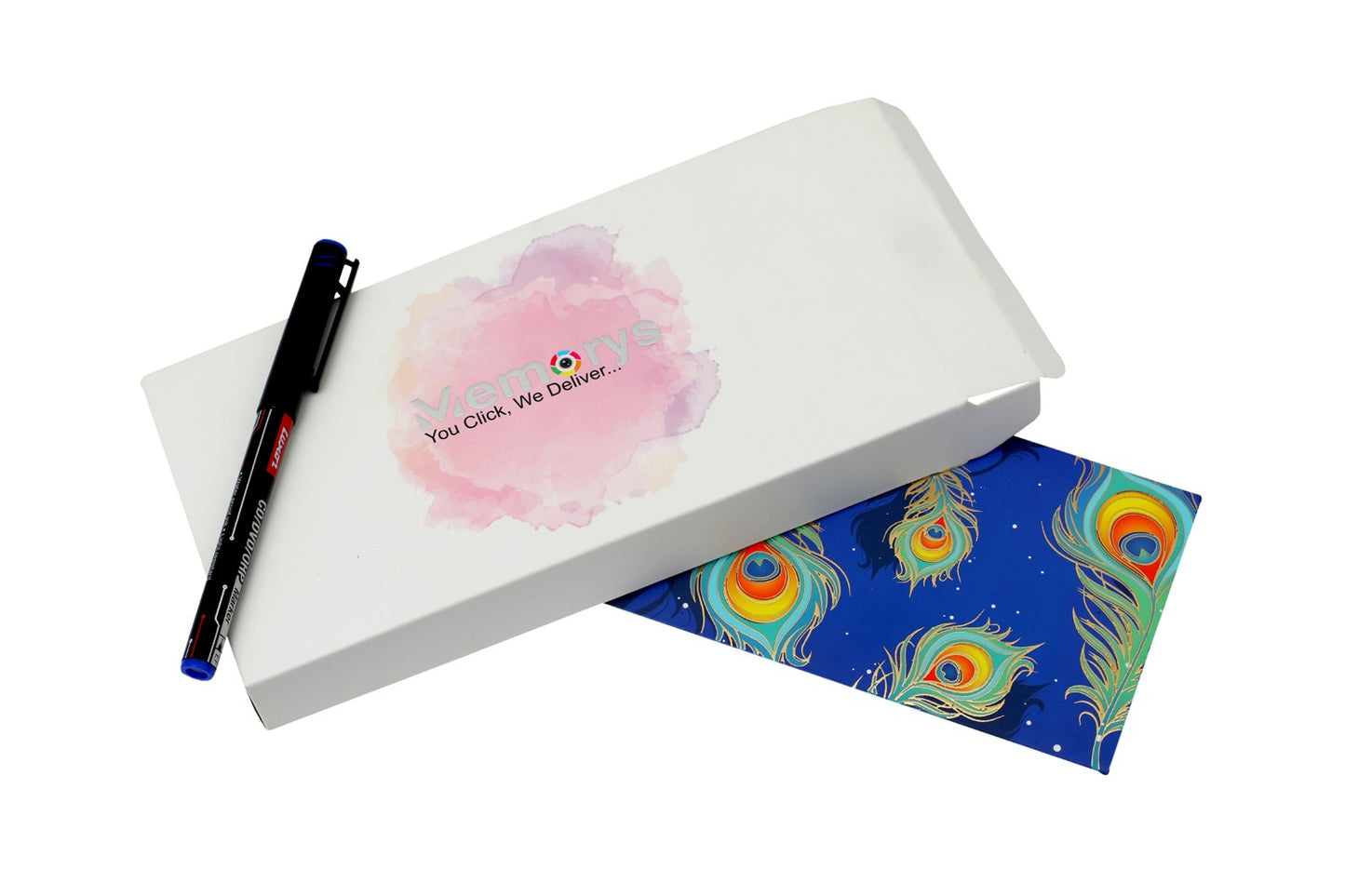 Peacock feather Designer Shagun Envelopes -Pack of 10 (With Luxor Marker)