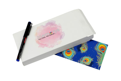 Peacock feather Designer Shagun Envelopes -Pack of 10 (With Luxor Marker)