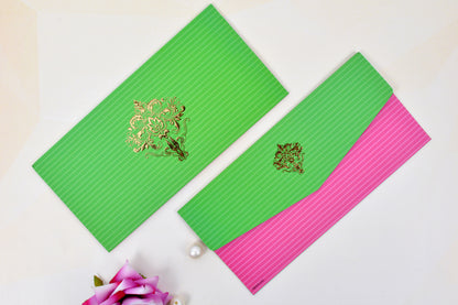 Fuschia Stripes Personalised Shagun Envelope- Pack of 20