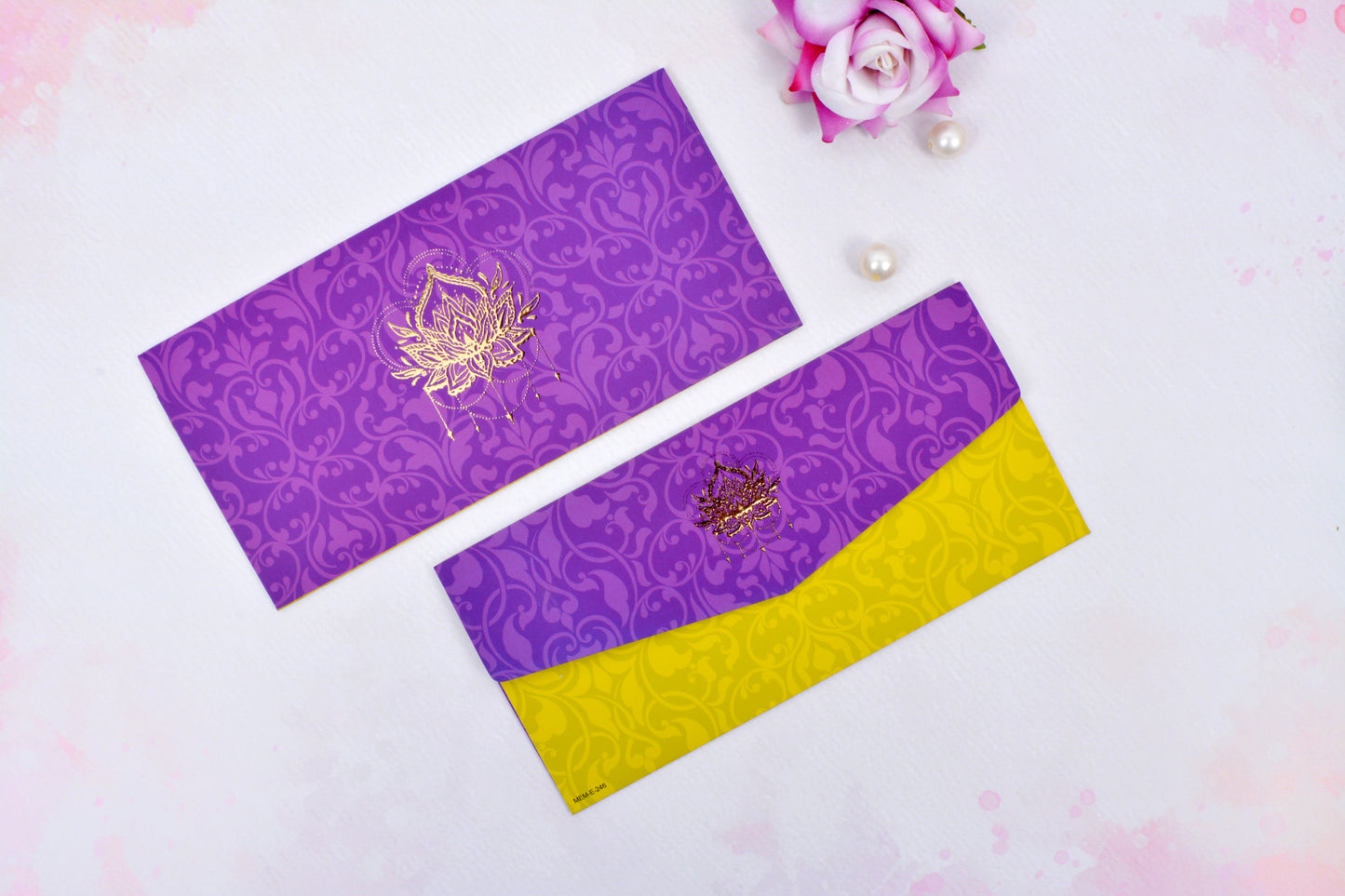 Purple Swirl Personalised Shagun Envelope- Pack of 20