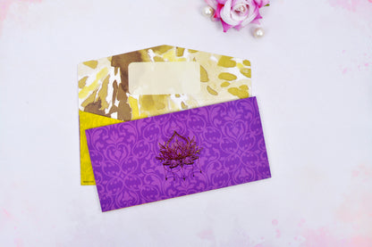 Purple Swirl Shagun Envelope- Pack of 10(With Luxor Marker)