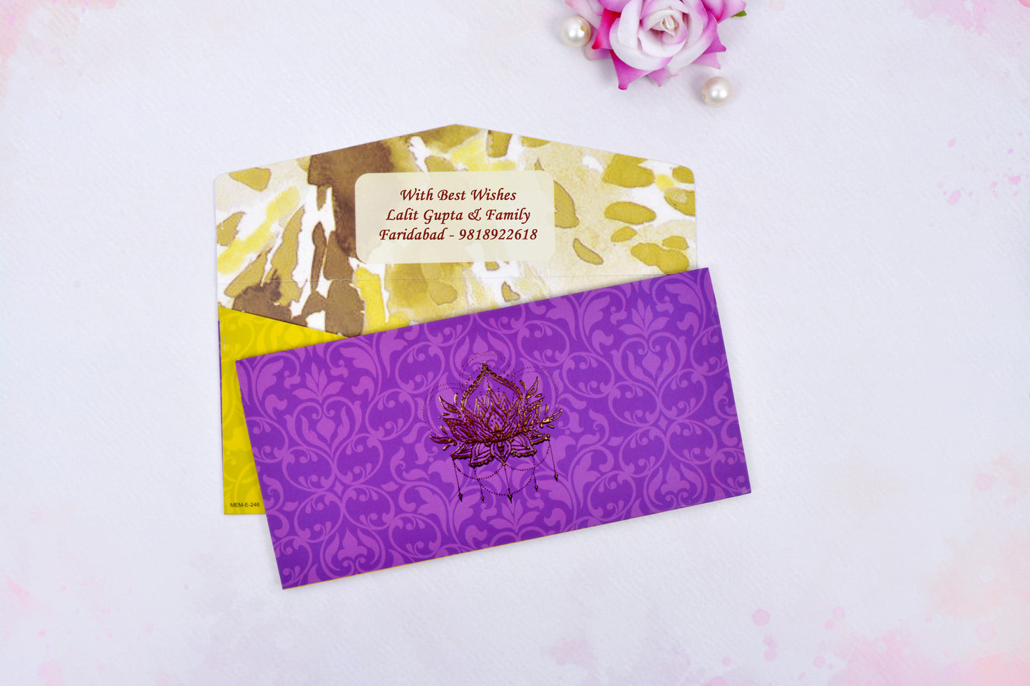 Purple Swirl Personalised Shagun Envelope- Pack of 20