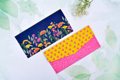 Navy Floral Paradise Shagun Envelope- Pack of 10(With Luxor Marker)