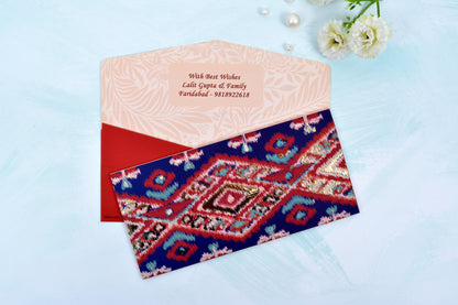 Navy Ikat Personalised Shagun Envelope- Pack of 20