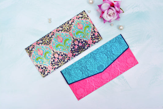 Navy Floral Damask Shagun Envelope- Pack of 10(With Luxor Marker)