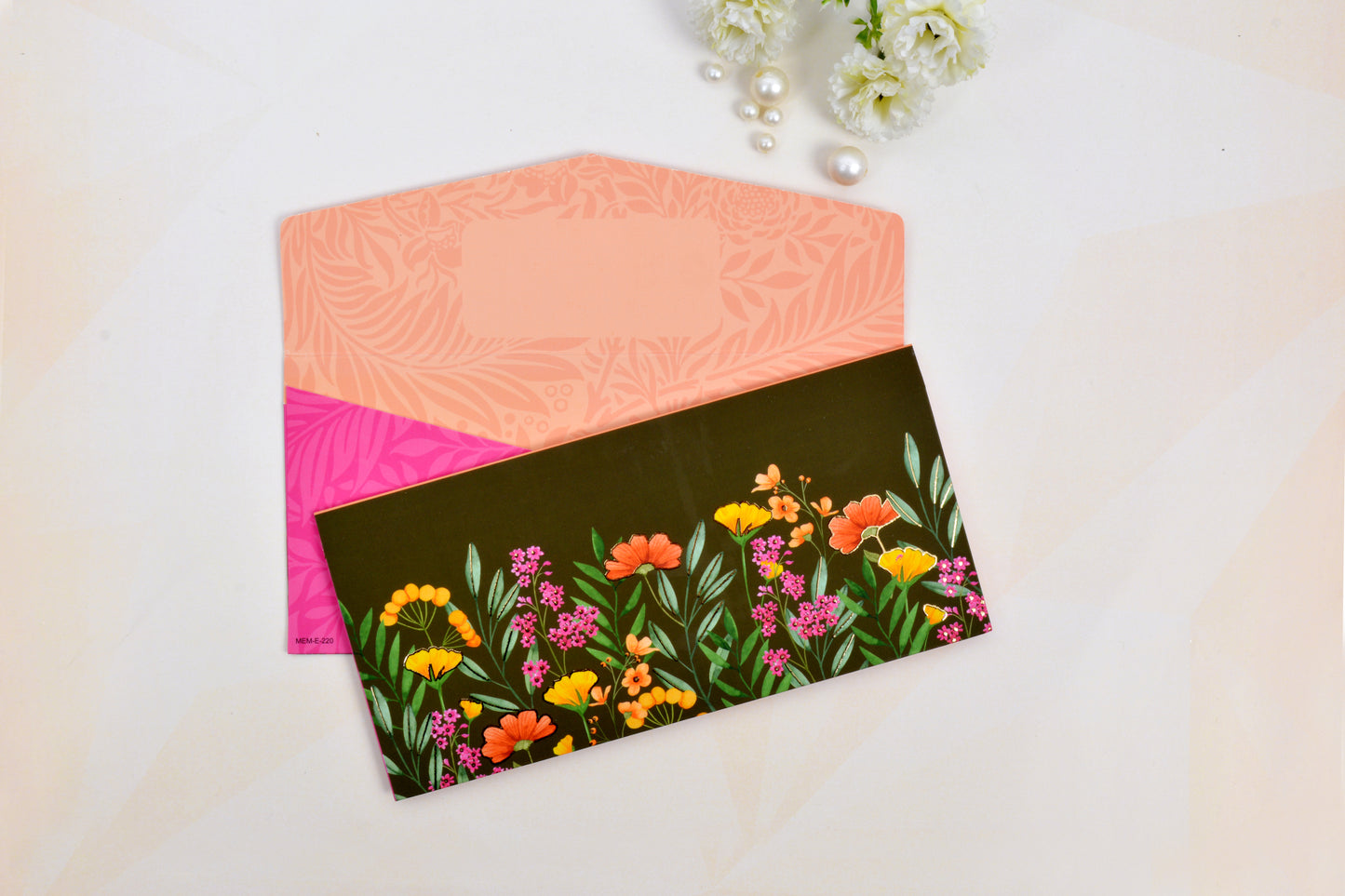 Brown Floral Paradise Shagun Envelope- Pack of 10(With Luxor Marker)