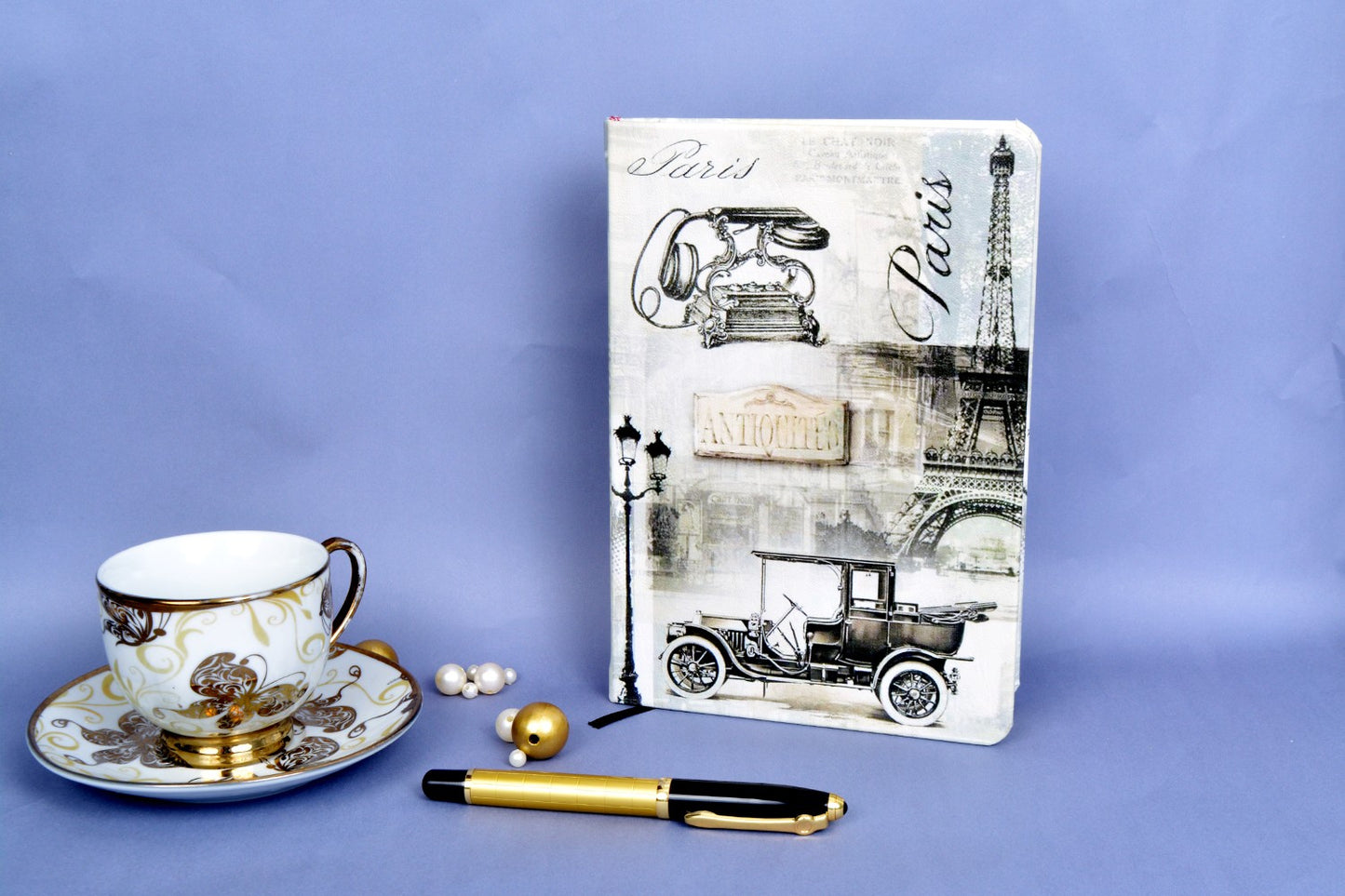 Vintage Car A5 Printed Vegan Leather Hardbound Notebook