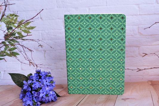 Geo Dark Green A5 Center Stitch Notebook