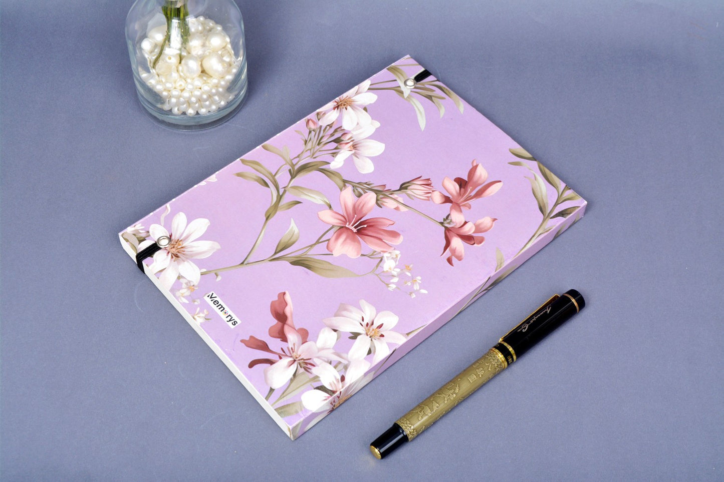 Metallic Floral Purple A5 Soft Bound With Half Jacket Notebook