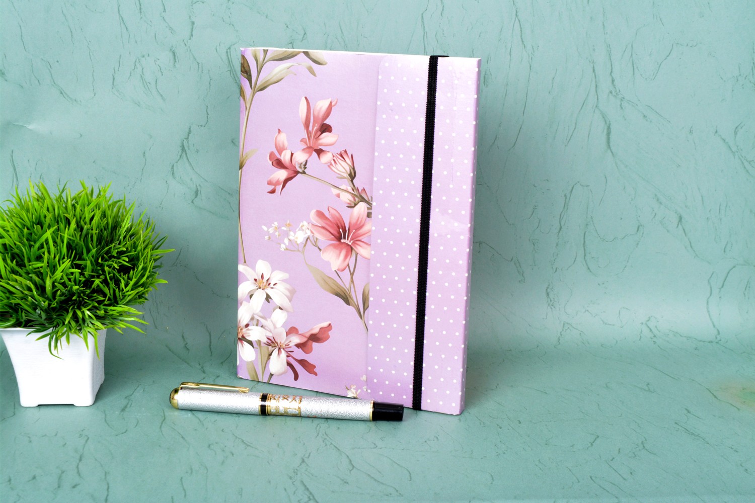 Metallic Floral Purple A5 Soft Bound With Half Jacket Notebook