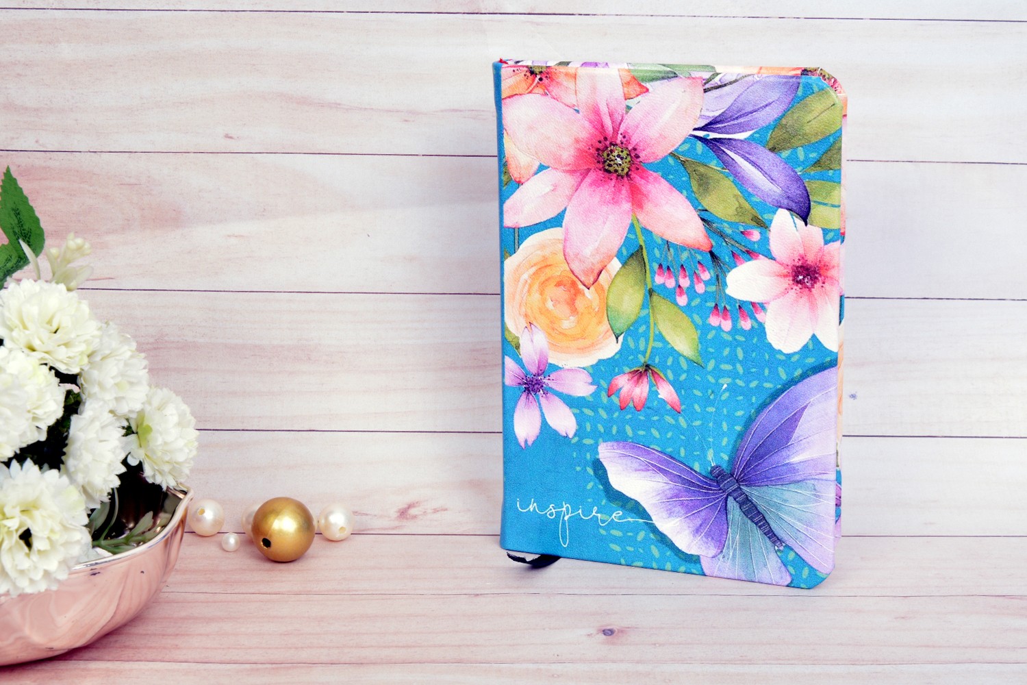 Floral Butterfly A6 Printed Vegan Leather Hardbound Notebook
