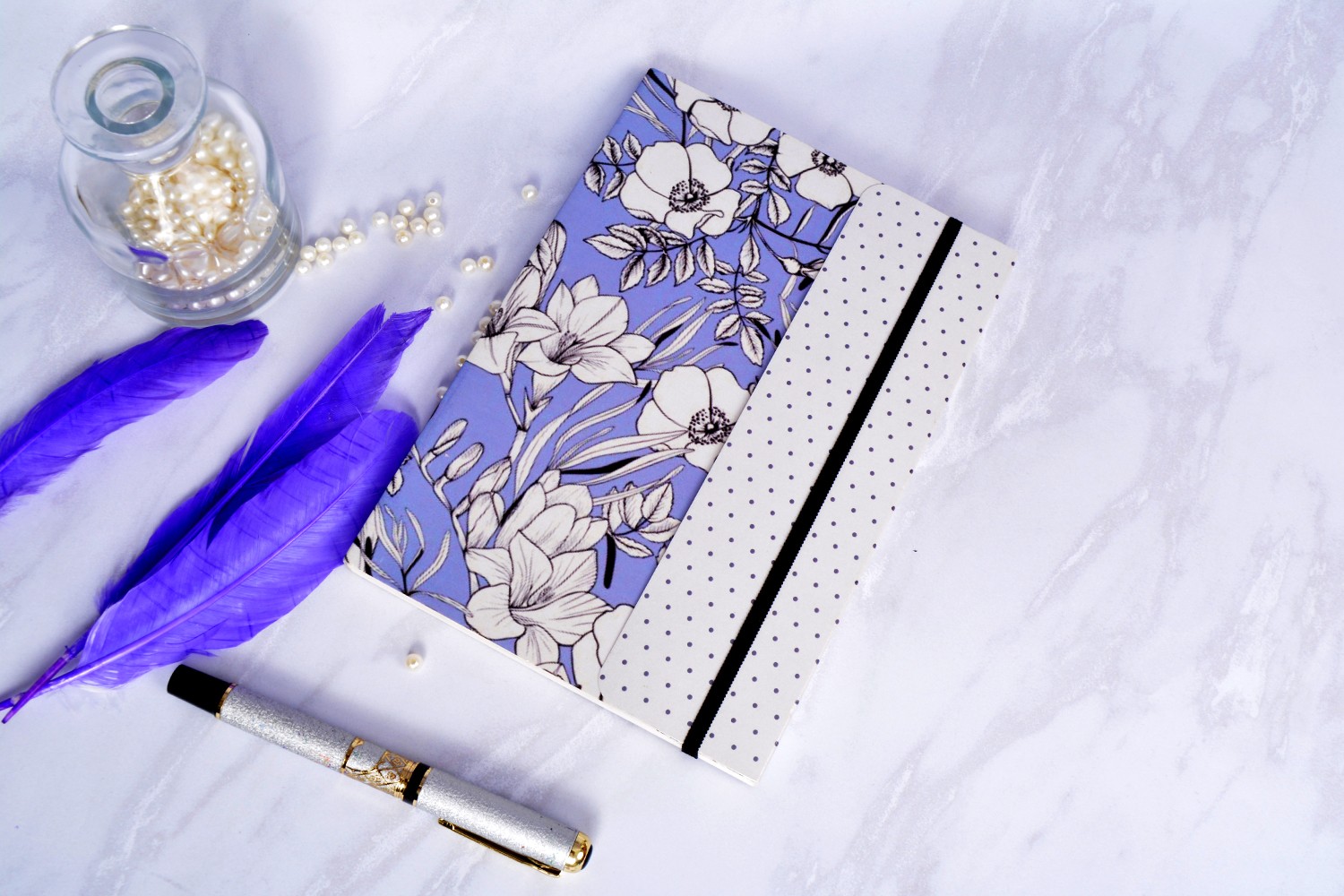 Metallic Floral Lavender A5 Softbound With Half Jacket Notebook 
